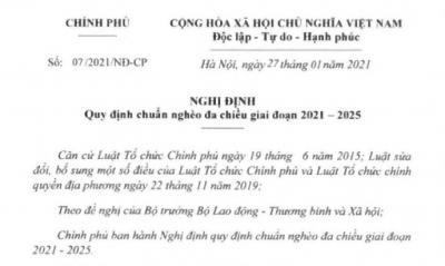 Nghị định 07/2021/NĐ-CP được Chính phủ ban hành ngày 27/01/2021