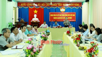 Đoàn công tác Ủy ban Trung ương MTTQVN làm việc tại Bình Phước năm 2018 đã ghi nhận, đánh giá cao hoạt động giám sát của MTTQ các cấp trong tỉnh. ảnh Báo Bình Phước Online