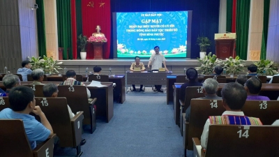 Ông Nông Quốc Tuấn - Thứ trưởng, Phó Chủ nhiệm Ủy ban Dân tộc, phát biểu đón tiếp đoàn Bình Phước