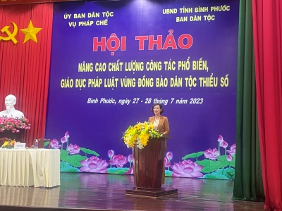 HỘI THẢO “KINH NGHIỆM, GIẢI PHÁP NÂNG CAO CHẤT LƯỢNG CÔNG TÁC PHỔ BIẾN, GIÁO DỤC PHÁP LUẬT CHO ĐỒNG BÀO DÂN TỘC THIỂU SỐ TRONG ĐIỀU KIỆN MỚI” KHU VỰC ĐÔNG NAM BỘ