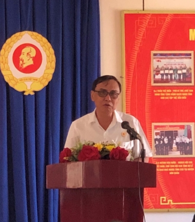 Đồng chí Thiếu tướng Nguyễn Minh Hoàng- Phó Chủ tịch Hội Cựu chiến Binh Việt Nam phát biểu tại Hội nghị