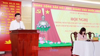 Ủy viên Ban Chấp hành Trung ương Đảng, Bí thư Tỉnh ủy Nguyễn Mạnh Cường thông báo nhanh kết quả Hội nghị lần thứ X Ban Chấp hành Trung ương Đảng khóa XIII