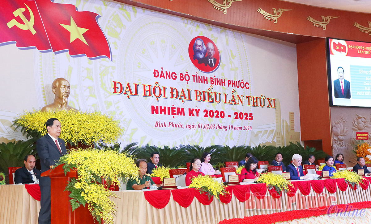 Bí thư Trung ương Đảng, Chủ tịch Ủy ban Trung ương MTTQ Việt Nam Trần Thanh Mẫn thay mặt Trung ương Đảng, Bộ Chính trị, phát biểu chỉ đạo đại hội
