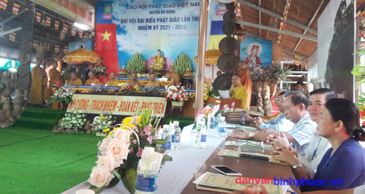 Quang cảnh Đại hội Phật giáo huyện Bù Đăng nhiệm kỳ IV (2021 – 2026)