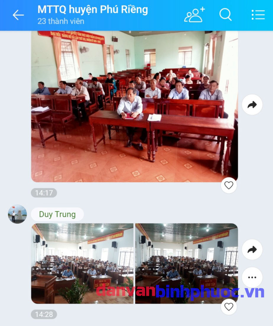 Hình ảnh hoạt động của Nhóm Zalo MTTQ huyện Phú Riềng