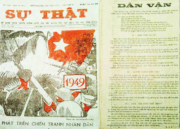 Bài viết “Dân Vận” được Chủ tịch Hồ Chí Minh viết đăng trên Tờ báo “Sự thật” số 120, phát hành ngày 15/10/1949