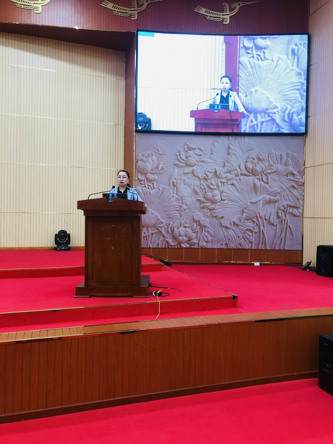 Đồng chí Lê Thị Xuân Trang – UVBTV, Trưởng Ban Dân vận Tỉnh ủy, Chủ tịch Ủy ban Mặt trận tổ quốc Vệt Nam tỉnh phát biểu khai mạc