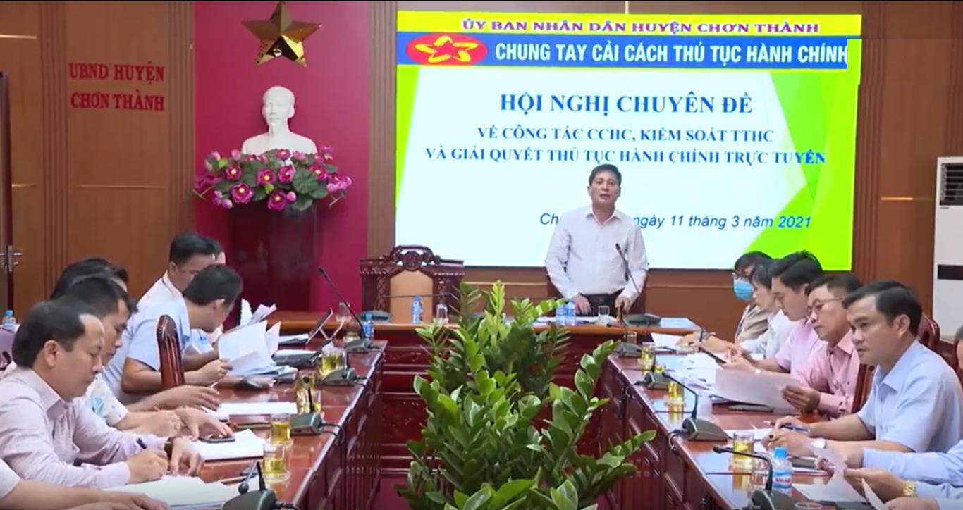 UBND huyện Chơn Thành tổ chức hội nghị chuyên đề về công tác cải cách hành chính (Nguồn ảnh: Cổng thông tin điện tử UBND thị xã Chơn Thành)