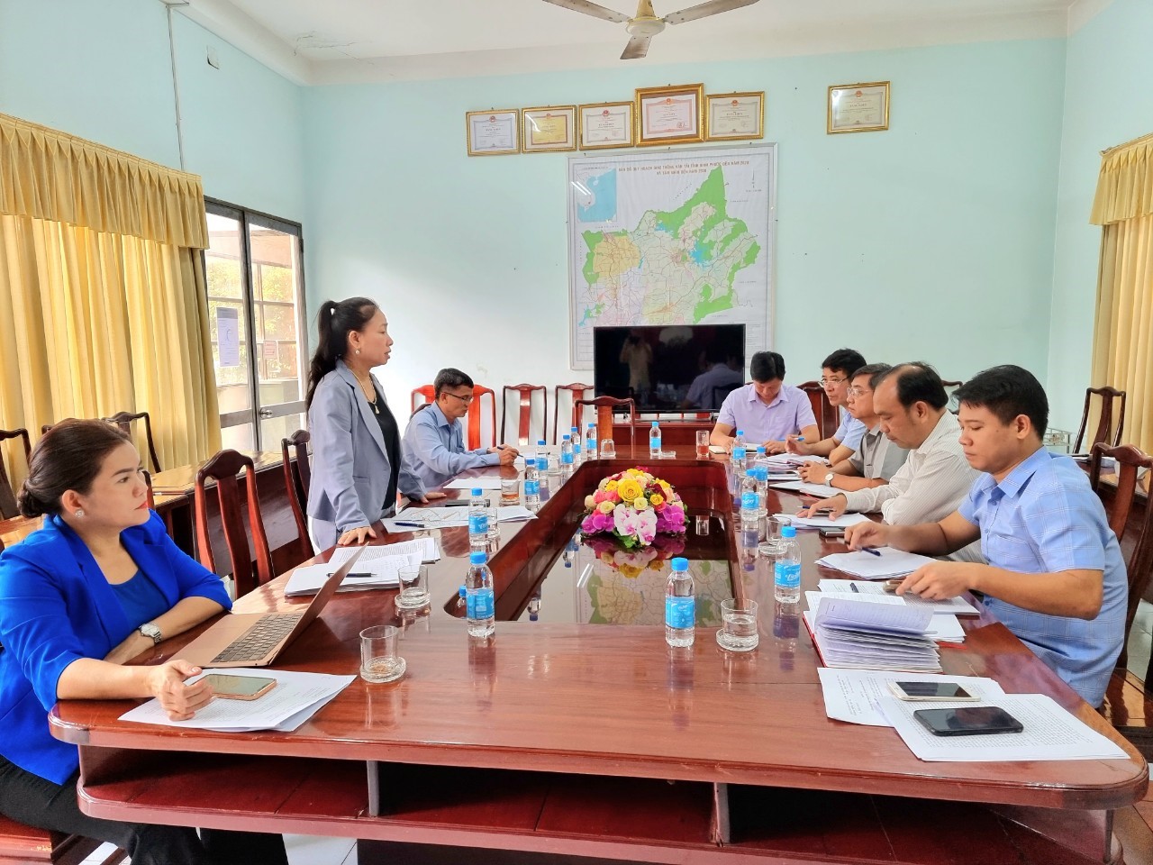 Đ/c Lê Thị Xuân Trang- UVBTV, Trưởng Ban Dân vận Tỉnh ủy phát biểu  tại buổi kiểm tra công tác dân vận chính quyền của Sở năm 2022.